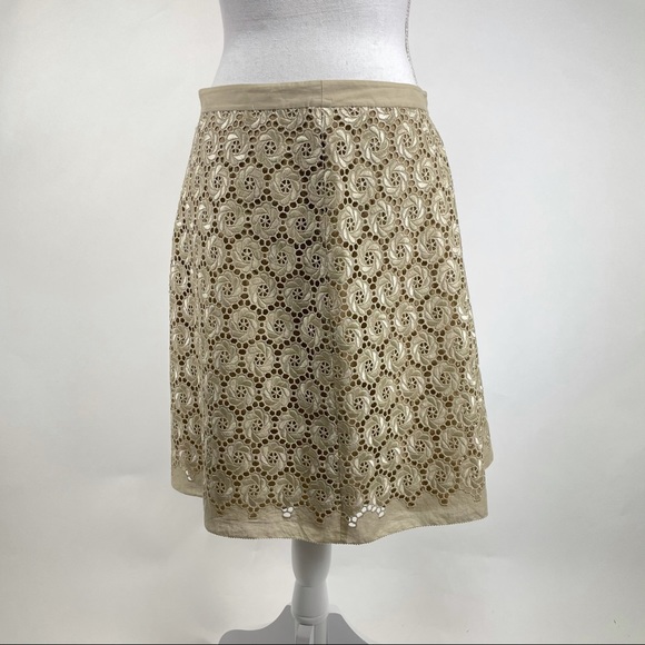 Elie Tahari Dresses & Skirts - Elie Tahari Eyelet Cotton Skirt Camel Size 10